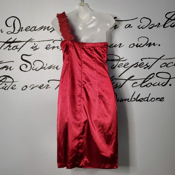 Christopher Straub for Maurice's Ruby Red One Shoulder Cocktail Holiday,… - Picture 5 of 8